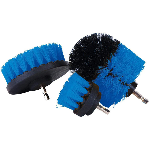 Symple Stuff 3 Piece Cordless Drill Brush Heavy Nylon Stiff Bristles